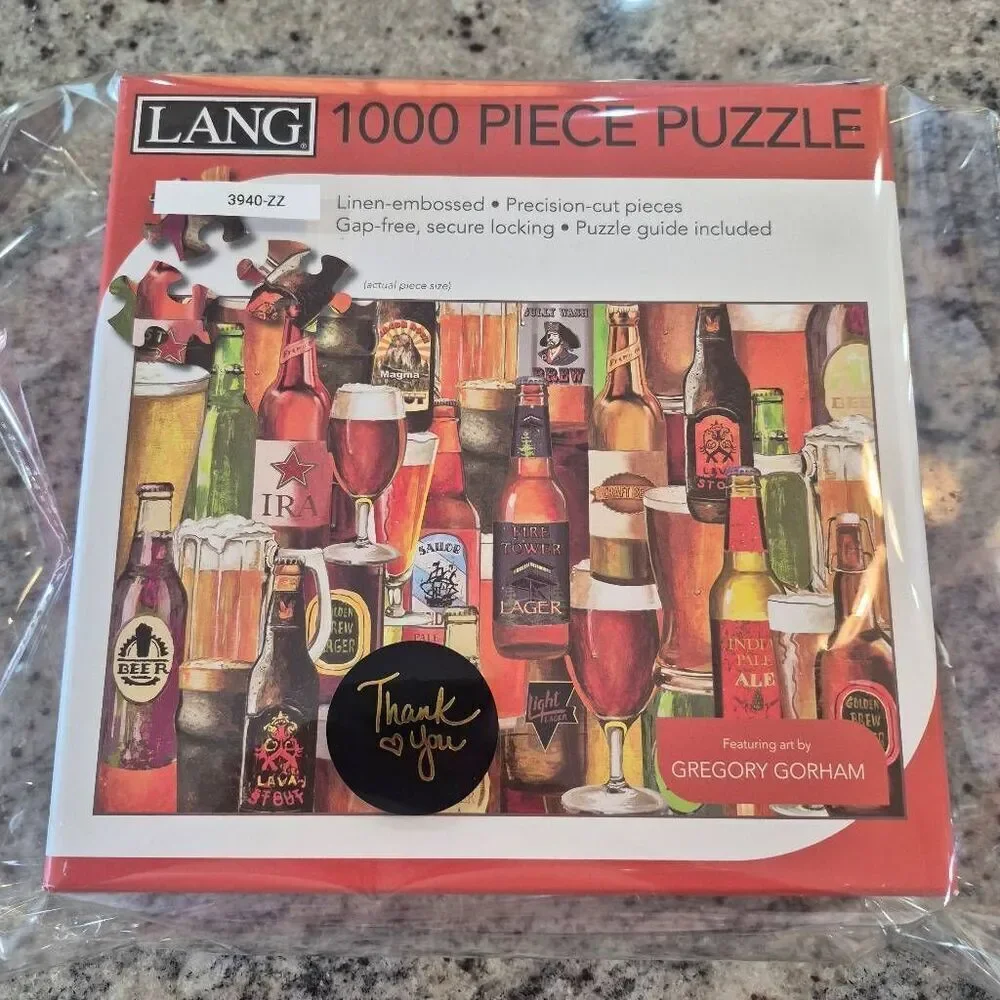 Lang, Crafted Brews 1000 Piece Puzzle by Gregory Gorham, Linen Embossed, NEW